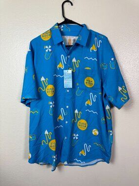 NWT Tropical Bros High Noon Button Up Shirt Blue Size XL Summer Beach Lightweigh